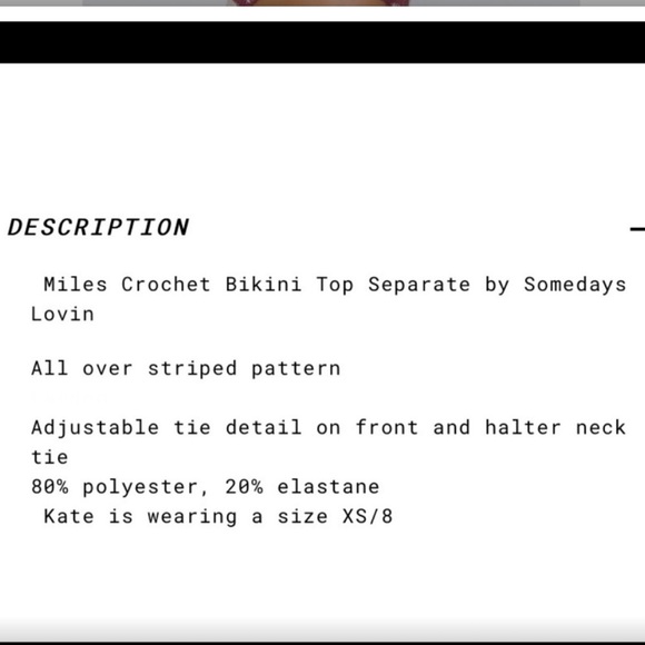 NWOT Somedays Lovin’ Revolve Crochet Bikini Top - Picture 8 of 8